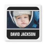 Personalised modern photo magnet with black frame