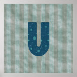 Personalised Monogram Art Letter U Posters