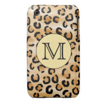 Personalised Monogram Leopard Print Pattern. iPhone 3 Cases