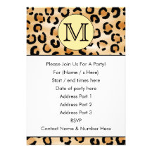 Personalised Monogram Leopard Print Pattern. Custom Announcements