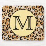 Personalised Monogram Leopard Print Pattern. Mousemat