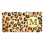 Personalised Monogram Leopard Print Pattern. Customised Photo Card