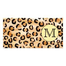Personalised Monogram Leopard Print Pattern. Customised Photo Card