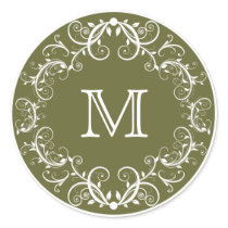 Personalised Monogram Stickers Floral Green