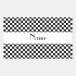 Personalised name Black and white checkers Sticker