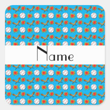 Personalised name blue baseball pattern sticker