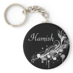 Personalised Name Keyring - Black Pattern keychains