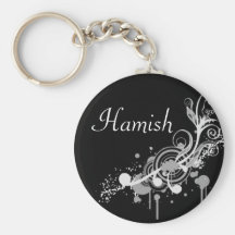 Personalised Name Keyring - Black Pattern Keychain