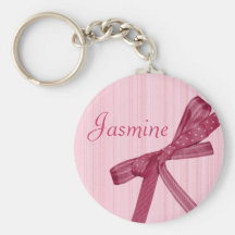 Personalised Name Keyring - Pink Ribbon Keychain