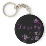 Personalised Name Keyring - Purple Flowers
