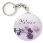 Personalised Name Keyring - Purple Flowers keychains