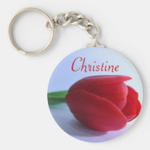 Personalised Name Keyring - Red Tulip Keychain