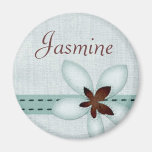 Personalised Name Magnet - Blue ribbon and flower
