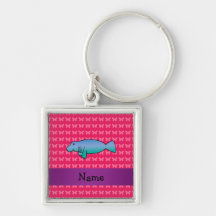 Personalised name manatee pink butterflies key chain