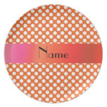 Personalised name Orange polka dots Plates