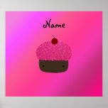 Personalised name pink glitter cupcake print