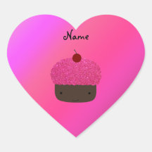 Personalised name pink glitter cupcake stickers
