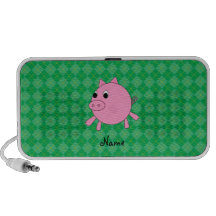 Personalised name pink pig green argyle speaker system