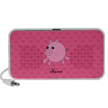 Personalised name pink pig hearts mp3 speaker
