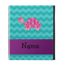 Personalised name pink turtle iPad case
