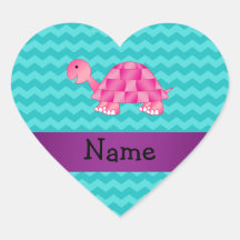 Personalised name pink turtle stickers