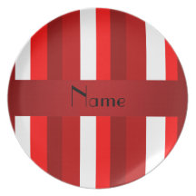 Personalised name red and white stripes plates