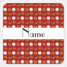 Personalised name red baseball pattern stickers