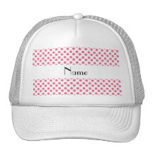 Personalised name white and pink polka dots mesh hat