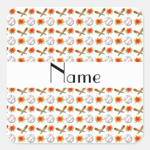 Personalised name white baseball square sticker