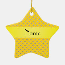 Personalised name yellow diamonds christmas tree ornament