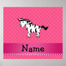 Personalised name zebra pink polka dots posters