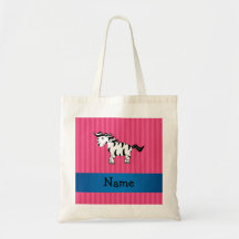 Personalised name zebra pink stripes bags