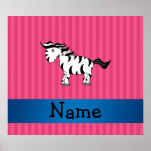 Personalised name zebra pink stripes print
