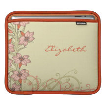 Personalised Orange Gold Lily Flowers iPad Sleeve