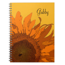 Personalised Orange Sunflower Spiral Notebook