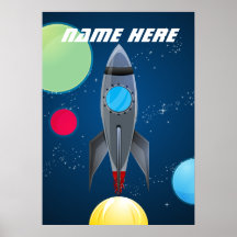 Personalised Outer Space Rocket Ship Posters