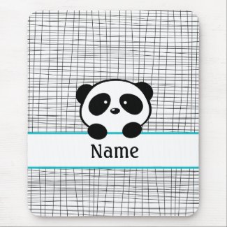 Personalised Panda Bear Aqua Black Mouse Pad