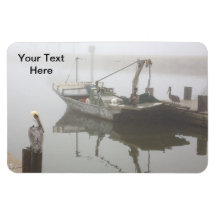 Personalised Pelicans and Fishing Boat Scene Rectangle Magnet