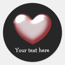Personalised Pink 3D Love Heart Round Stickers