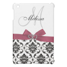 Personalised Pink Black Damask Monogram