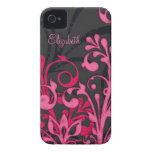 Personalised Pink Black Floral iPhone 4 Case
