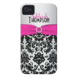 Personalised Pink, Black, Silver Damask