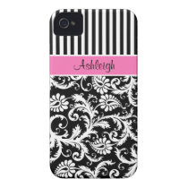 Personalised Pink, Black, White Striped Damask
