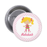 Personalised Pink Dots Blonde Roller Skater v2