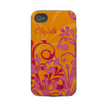 Personalised Pink Orange Floral iPhone 4 Case