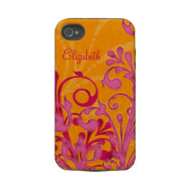 Personalised Pink Orange Floral iPhone 4 Case