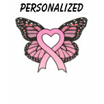 Personalised Pink Ribbon Butterfly Heart Women's T t-shirts