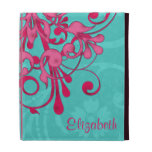 Personalised Pink Turquoise Floral iPad Folio Case