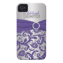 Personalised Purple and Silver Damask