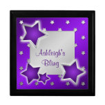 Personalised Purple and Silver Stars Trinket Box